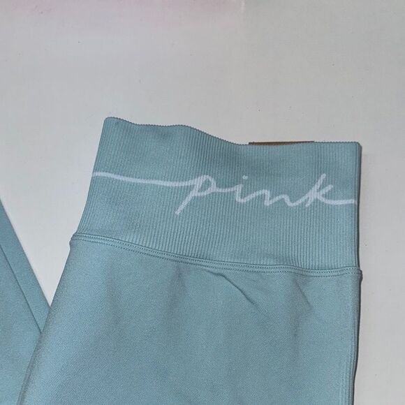 🔥PINK Victoria's Secret Blue High-Waisted full length Leggings Sz XL New - Picture 2 of 7